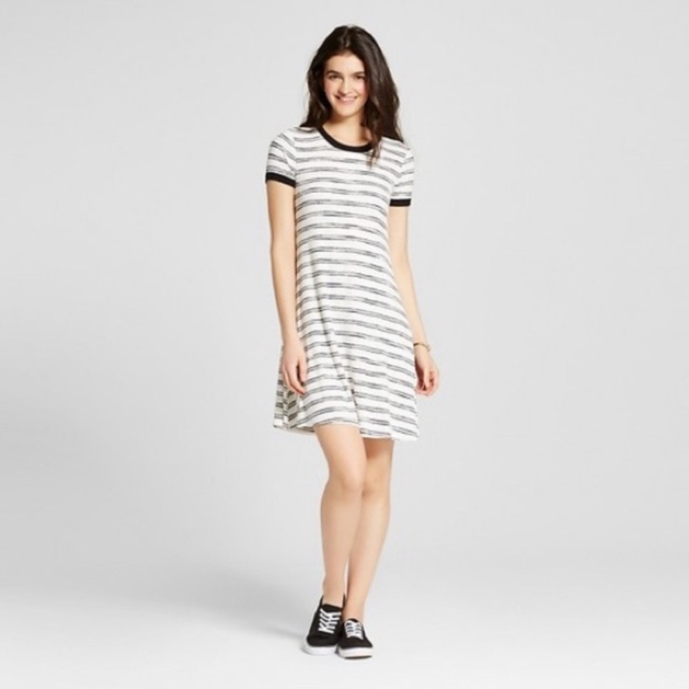 “Mossimo Supply Co.”, comfy striped black/white t-shirt dress - size M